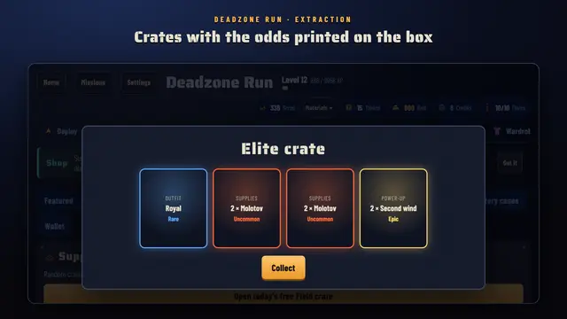 Supply crates print their odds before you open them
