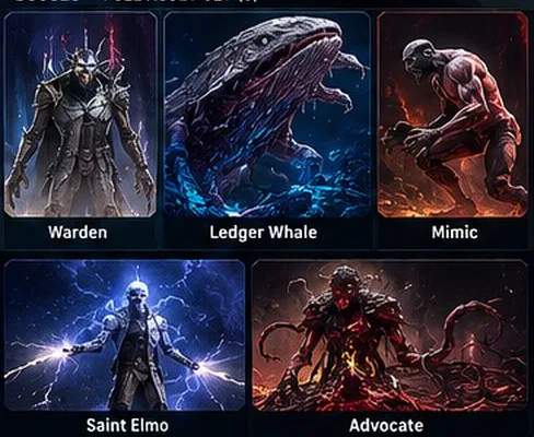 Bosses: the Warden, Ledger Whale, Mimic, Saint Elmo and the Advocate